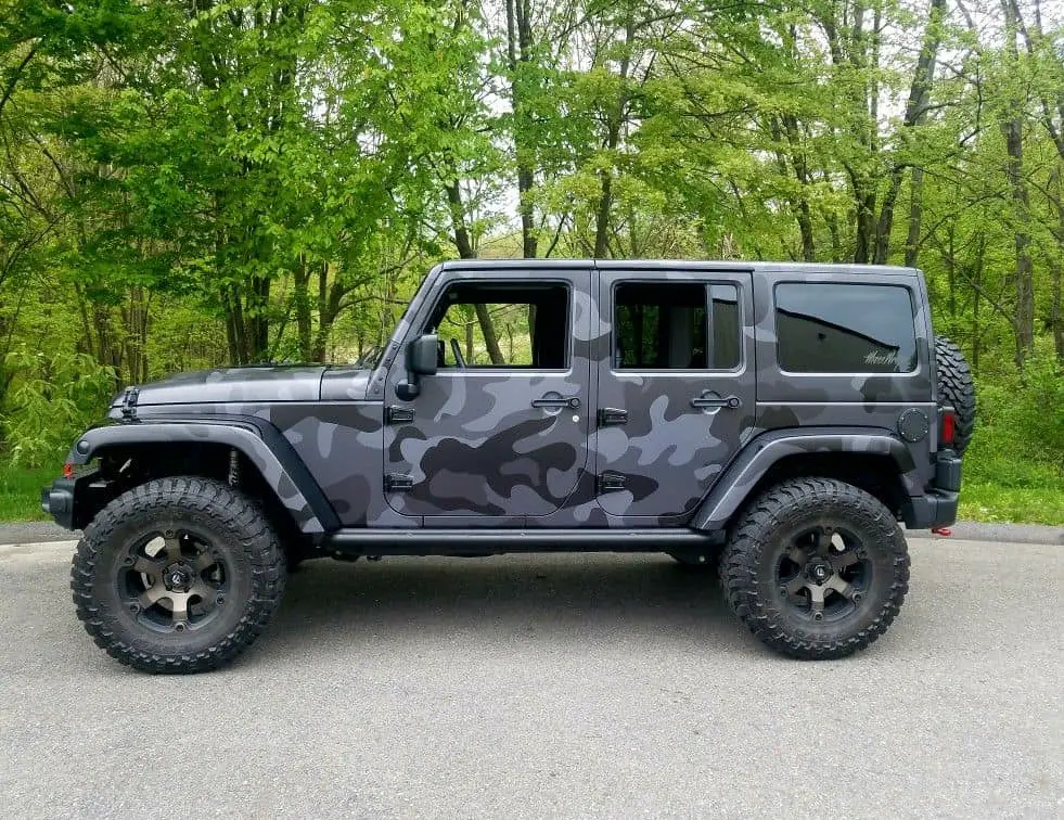 Jeep wrapped like military vehicle